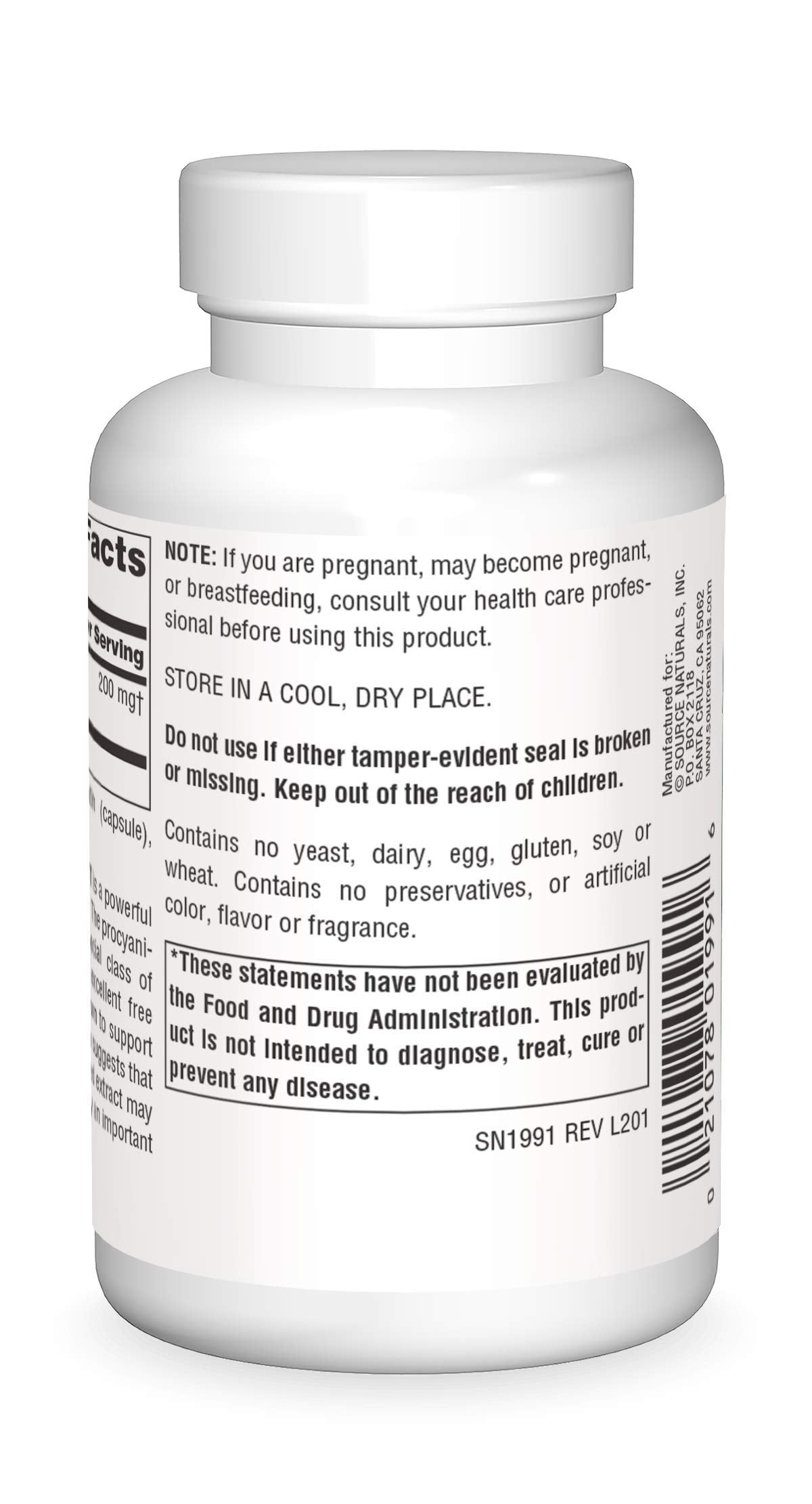 Source Naturals Extrait de Pépin de Raisin 200 mg capsules ouvertes