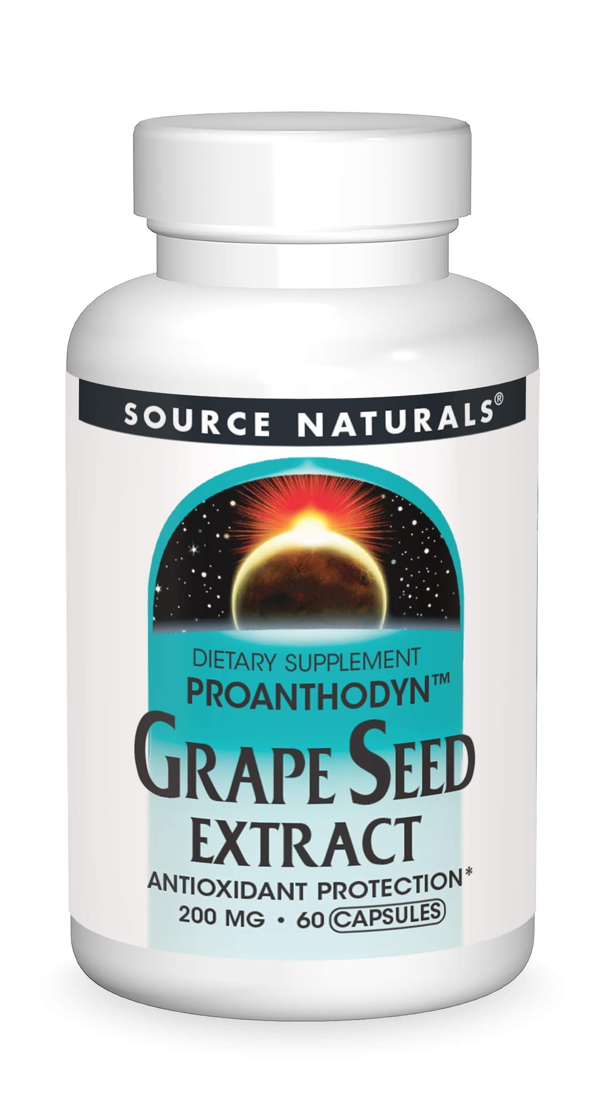 Source Naturals Extrait de Pépin de Raisin 200 mg capsules, vue de face
