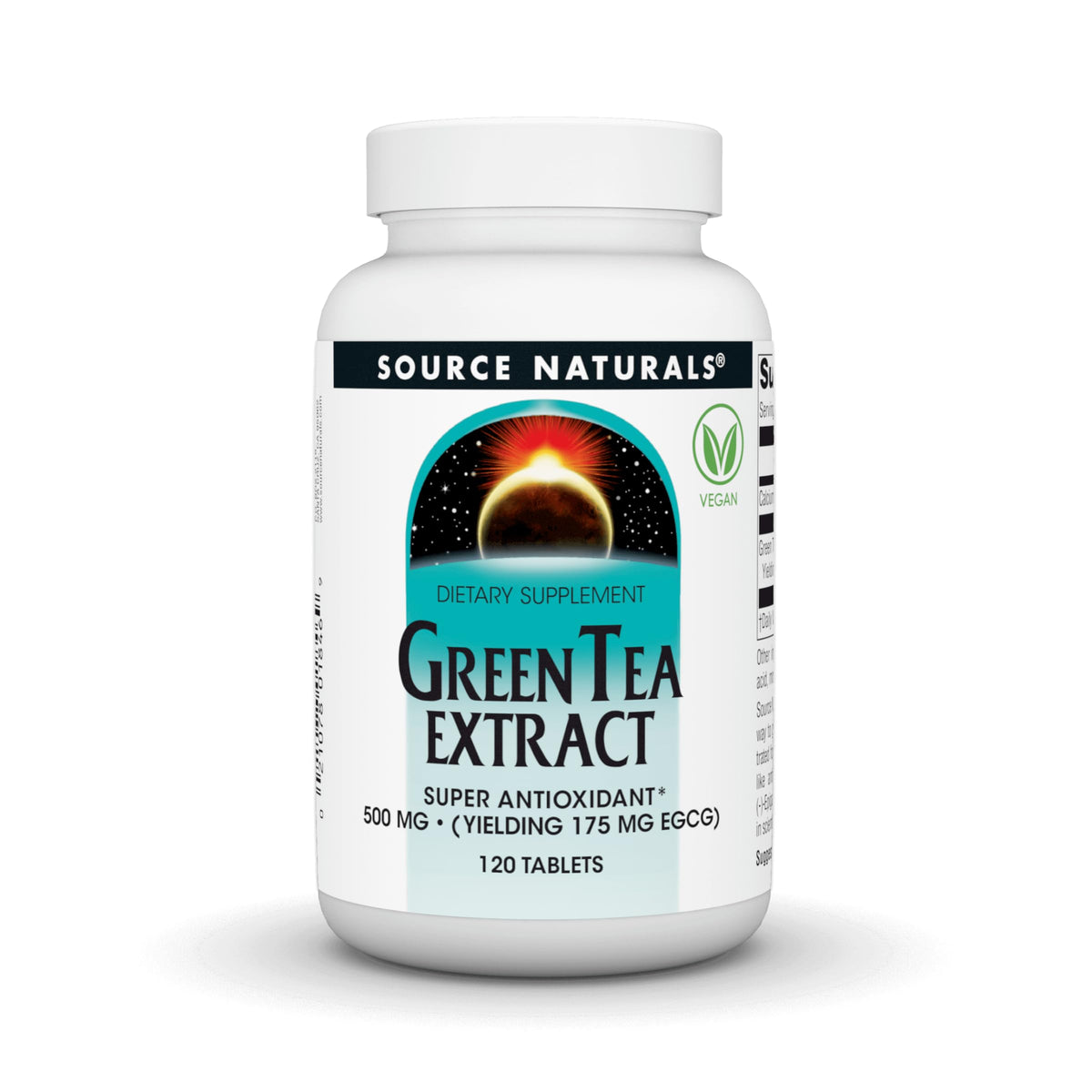 Source Naturals Extrait de Thé Vert 500 mg comprimés vue avant