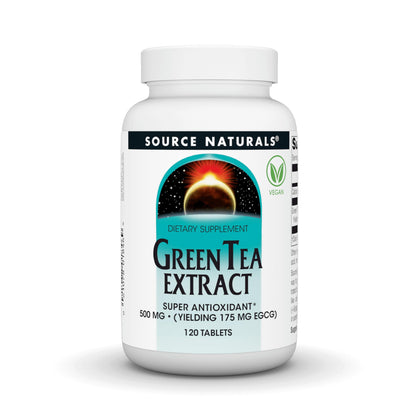 Source Naturals Extrait de Thé Vert 500 mg comprimés vue avant