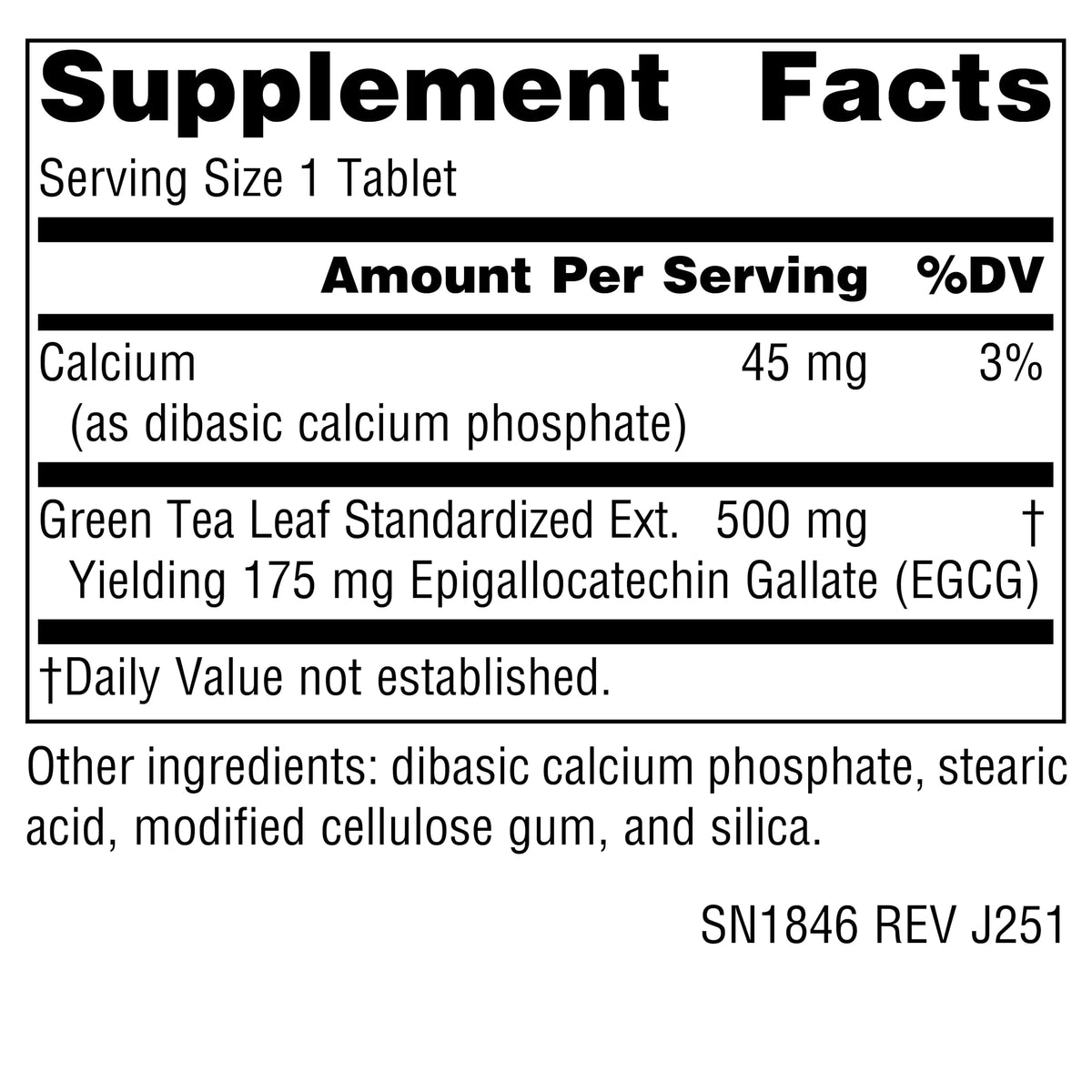 Source Naturals Extrait de Thé Vert 500 mg emballage