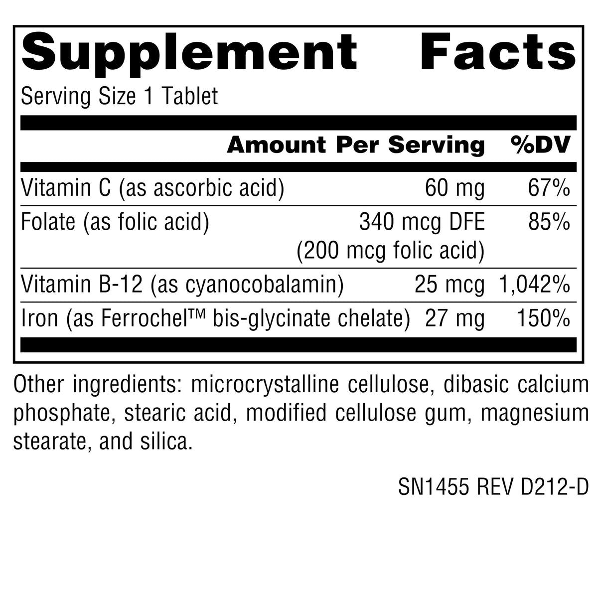 Source Naturals Ferrochel comprimés vegan avec étiquette