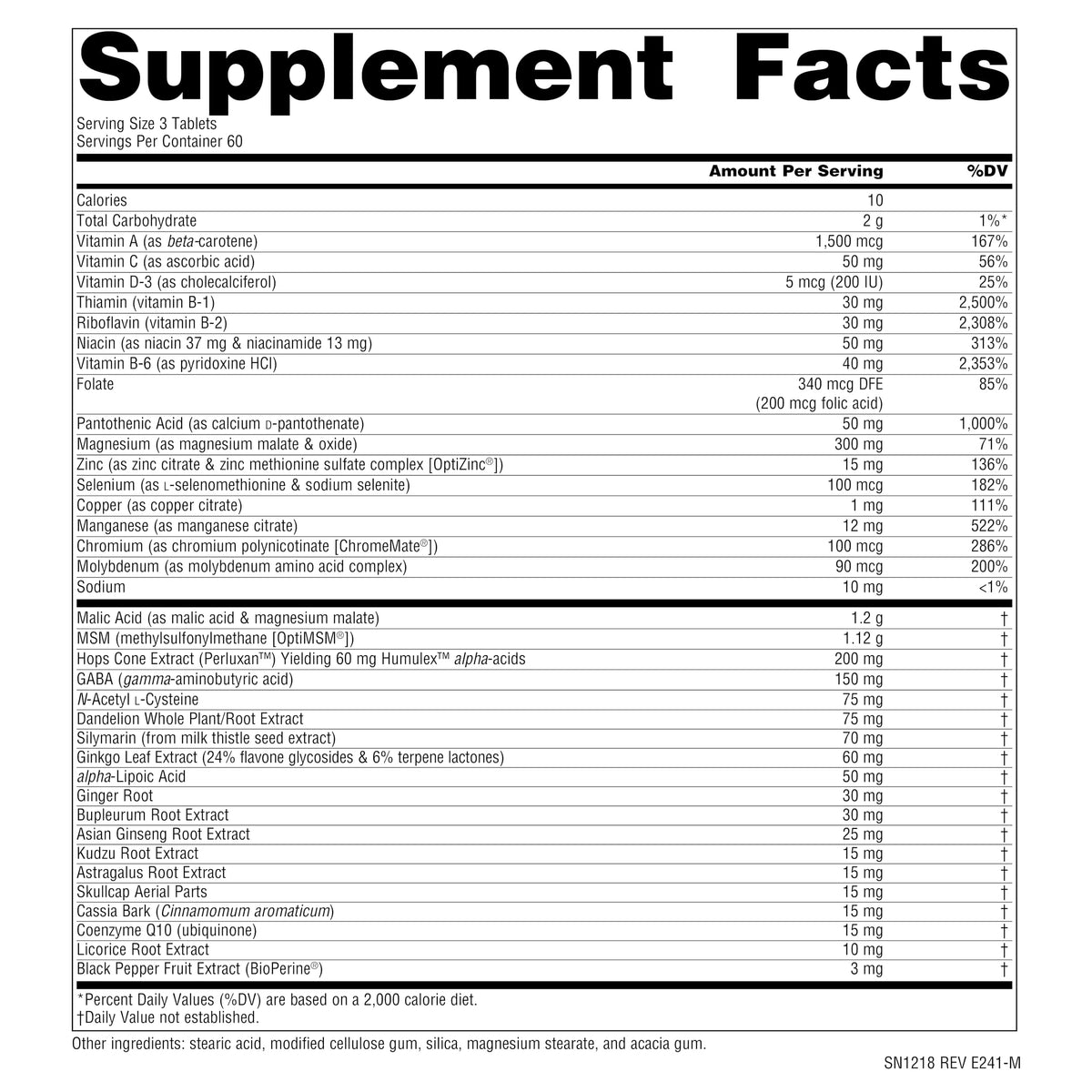 Source Naturals Fibro-Response 180 comprimés montrant le dos de l'emballage