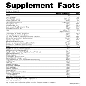 Source Naturals Fibro-Response 180 comprimés montrant le dos de l'emballage