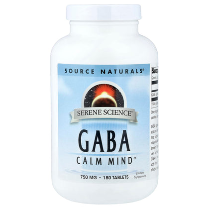 Source Naturals GABA 750 mg 180 comprimés vue de face
