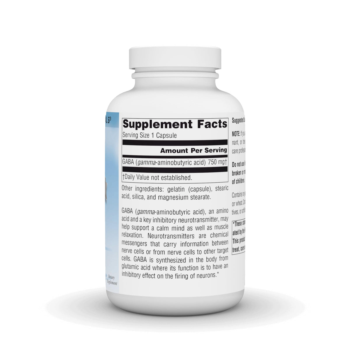 Source Naturals GABA 750mg 180 capsules vue arrière