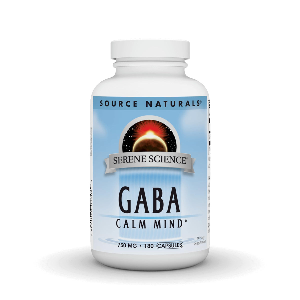 Source Naturals GABA 750mg 180 capsules vue de face