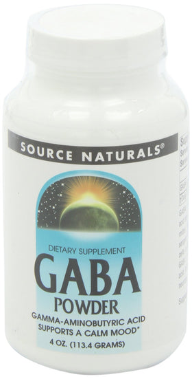 Source Naturals GABA Poudre Végane 295g sur une table