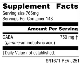 Source Naturals GABA Poudre Végane 295g vue de dos