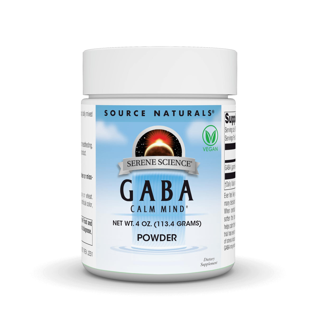 Source Naturals GABA Poudre Végane 295g vue de face