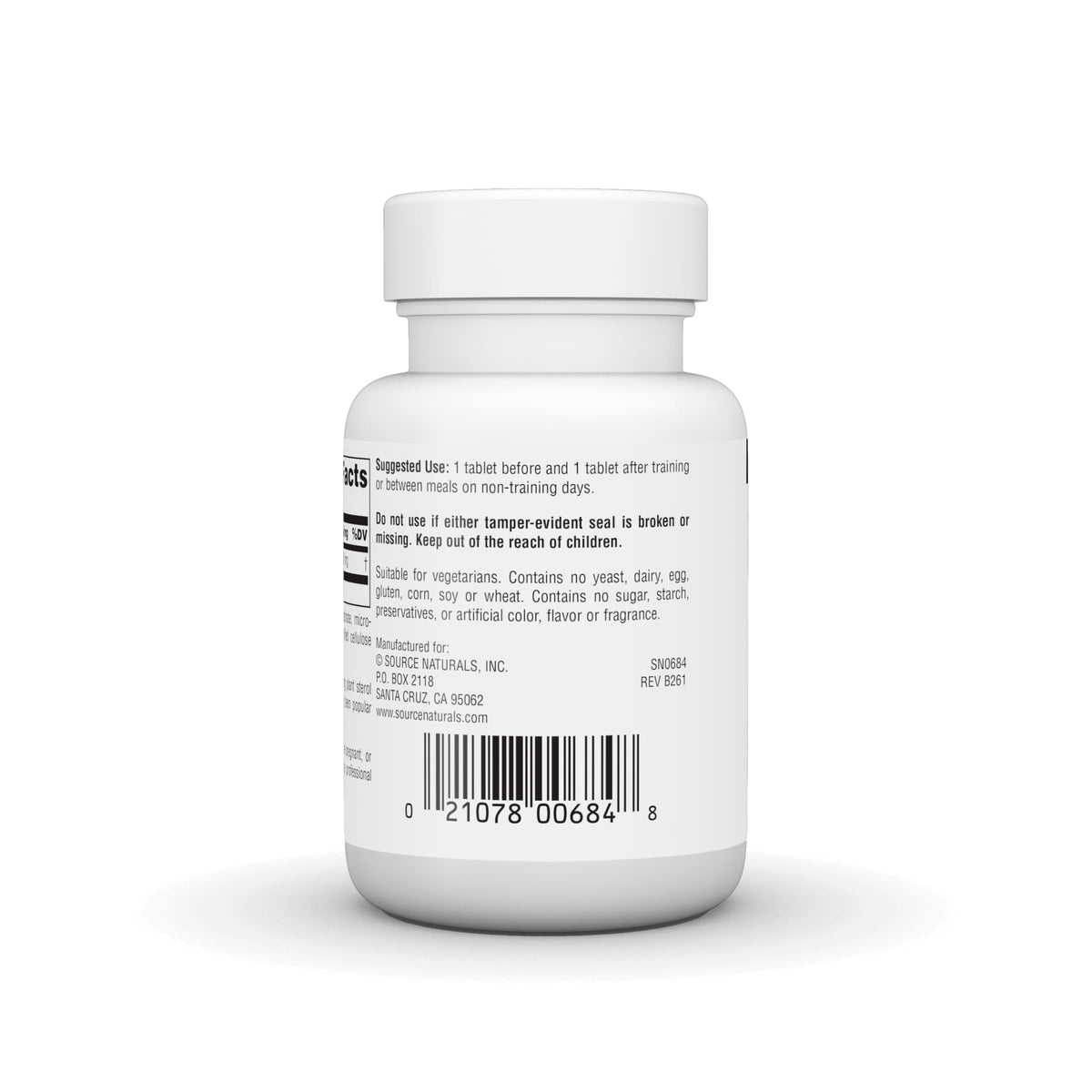 Source Naturals Gamma Oryzanol 60 mg avec étiquette détaillant les ingrédients