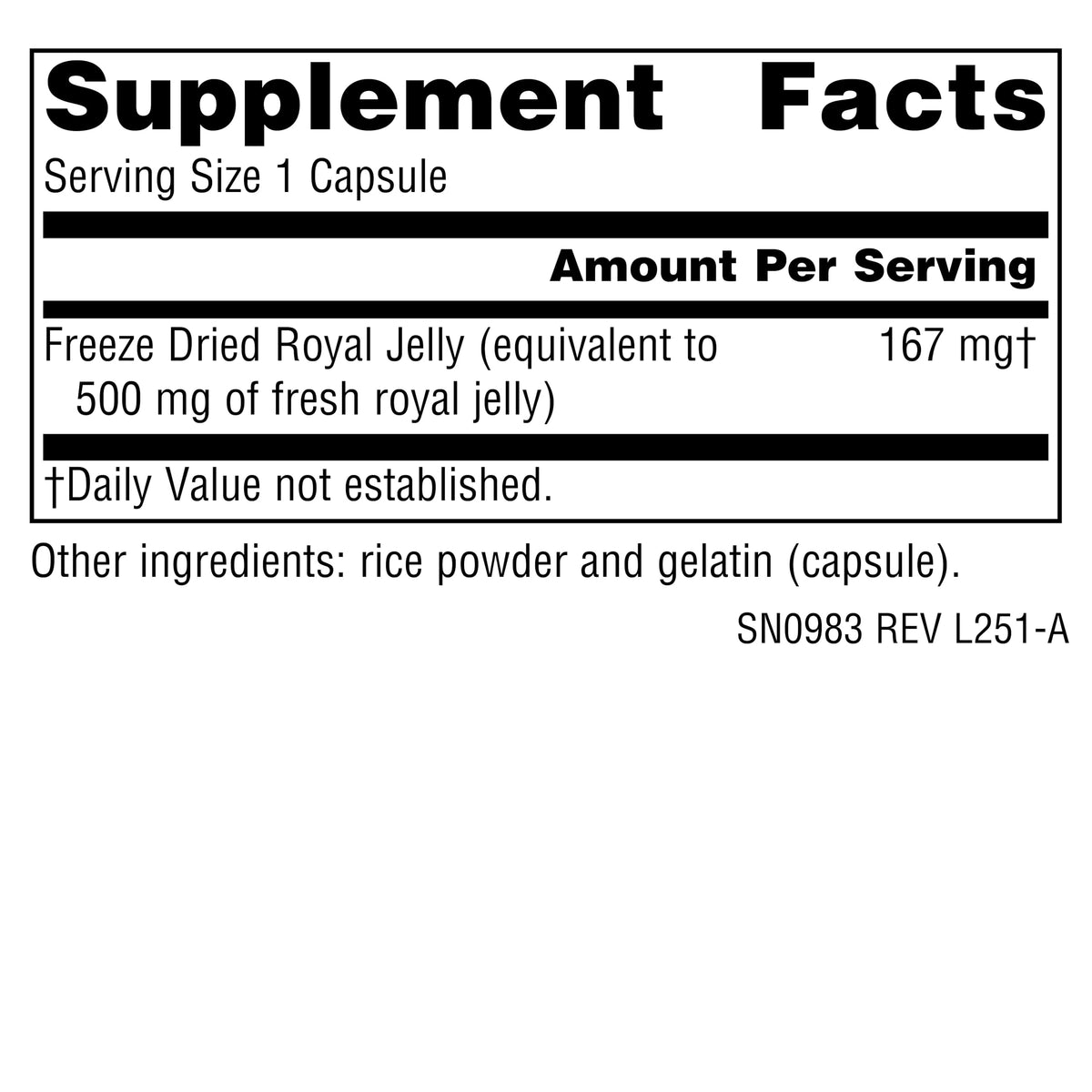 Source Naturals Gelée Royale 167 mg - capsules en gros plan