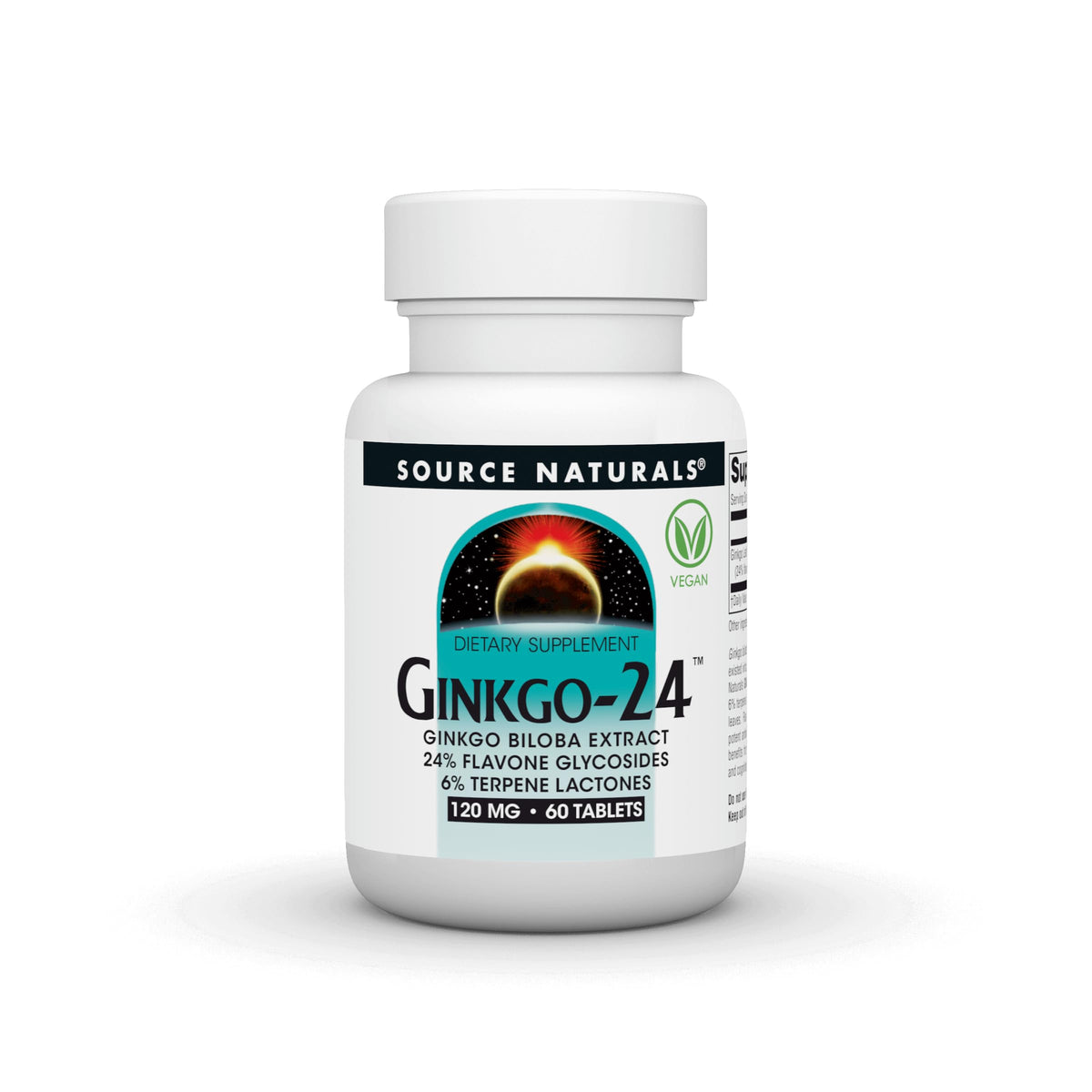 Source Naturals Ginkgo-24 120 mg comprimés vue de face