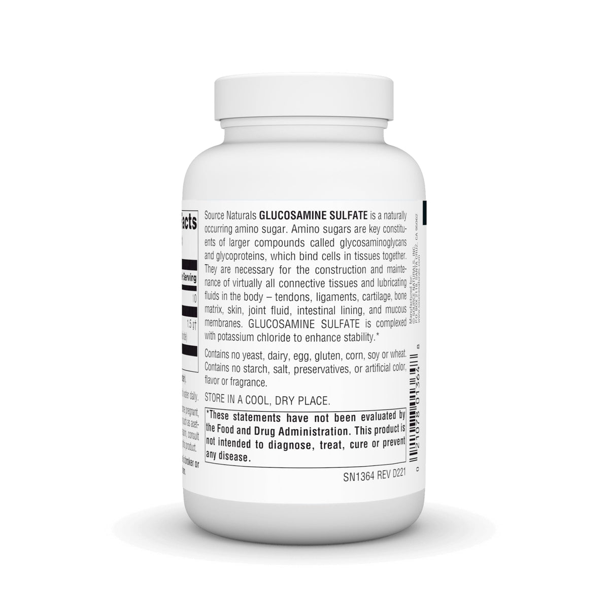 Source Naturals Glucosamine Sulfate 249g poudre avec cuillère