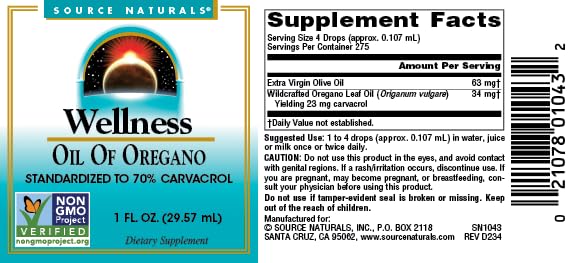 Source Naturals Huile d'Origan 30 ml sur fond naturel