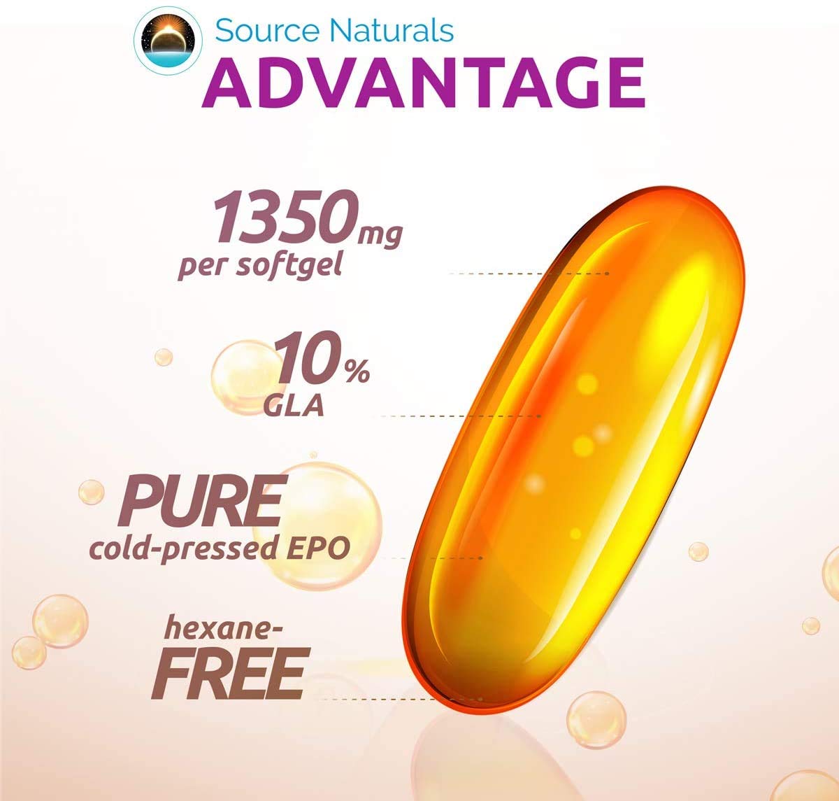 Source Naturals Huile de Bourrache 1350 mg gélules molles sur une table