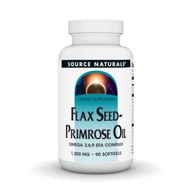 Source Naturals Huile de Graines de Lin et de Primevère 1300mg capsules front view