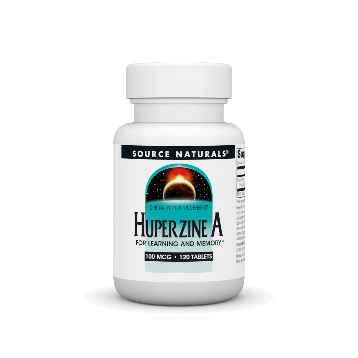 Source Naturals Huperzine A 100mcg comprimés devant une boîte