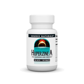 Source Naturals Huperzine A 100mcg comprimés devant une boîte