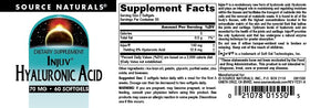 Source Naturals Injuv Acide Hyaluronique 70mg gélules sur une table