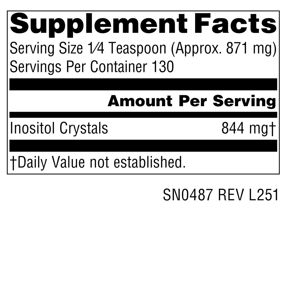 Source Naturals Inositol Pur 150g cristaux à l'intérieur du pot