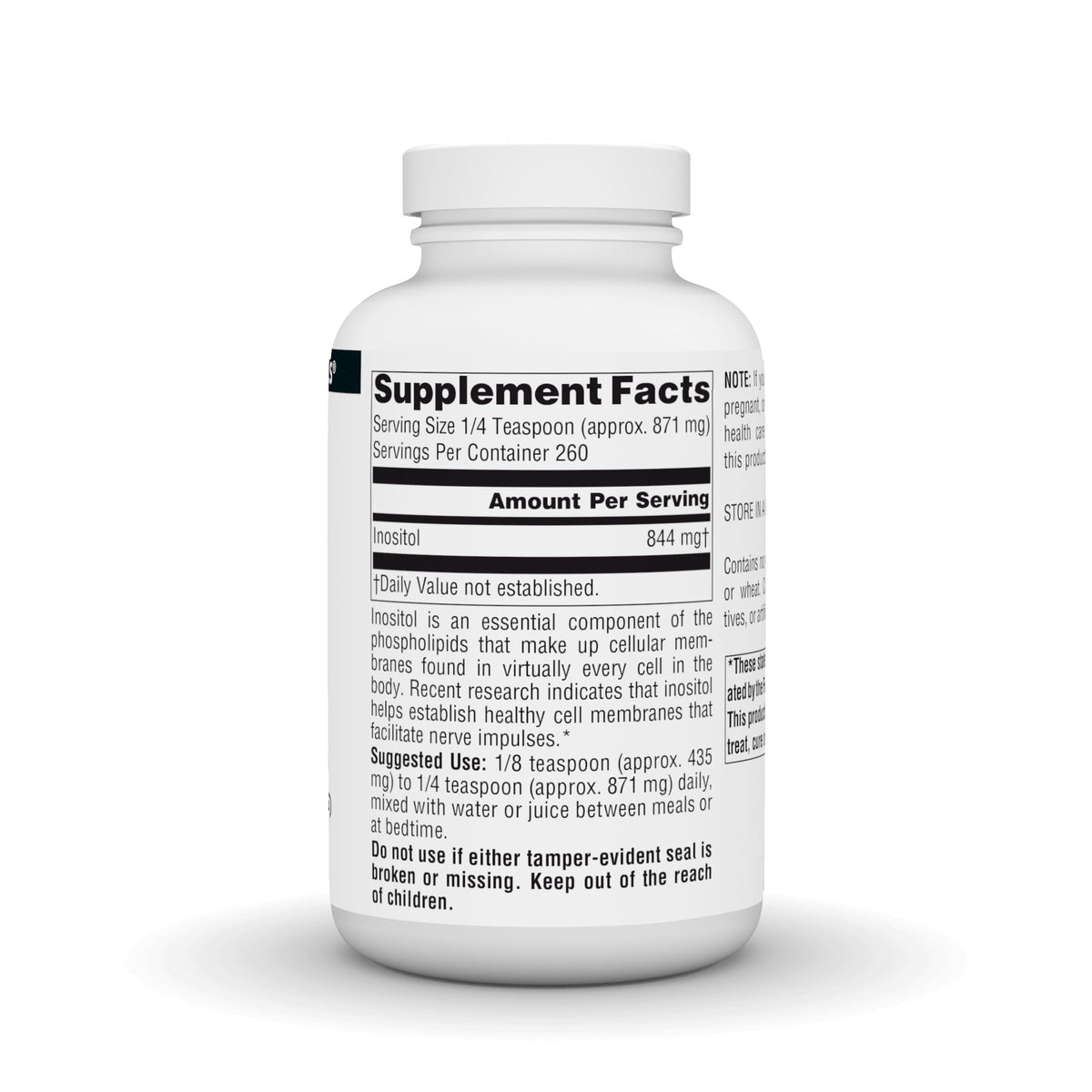 Source Naturals Inositol Pur 272g en poudre avec cuillère