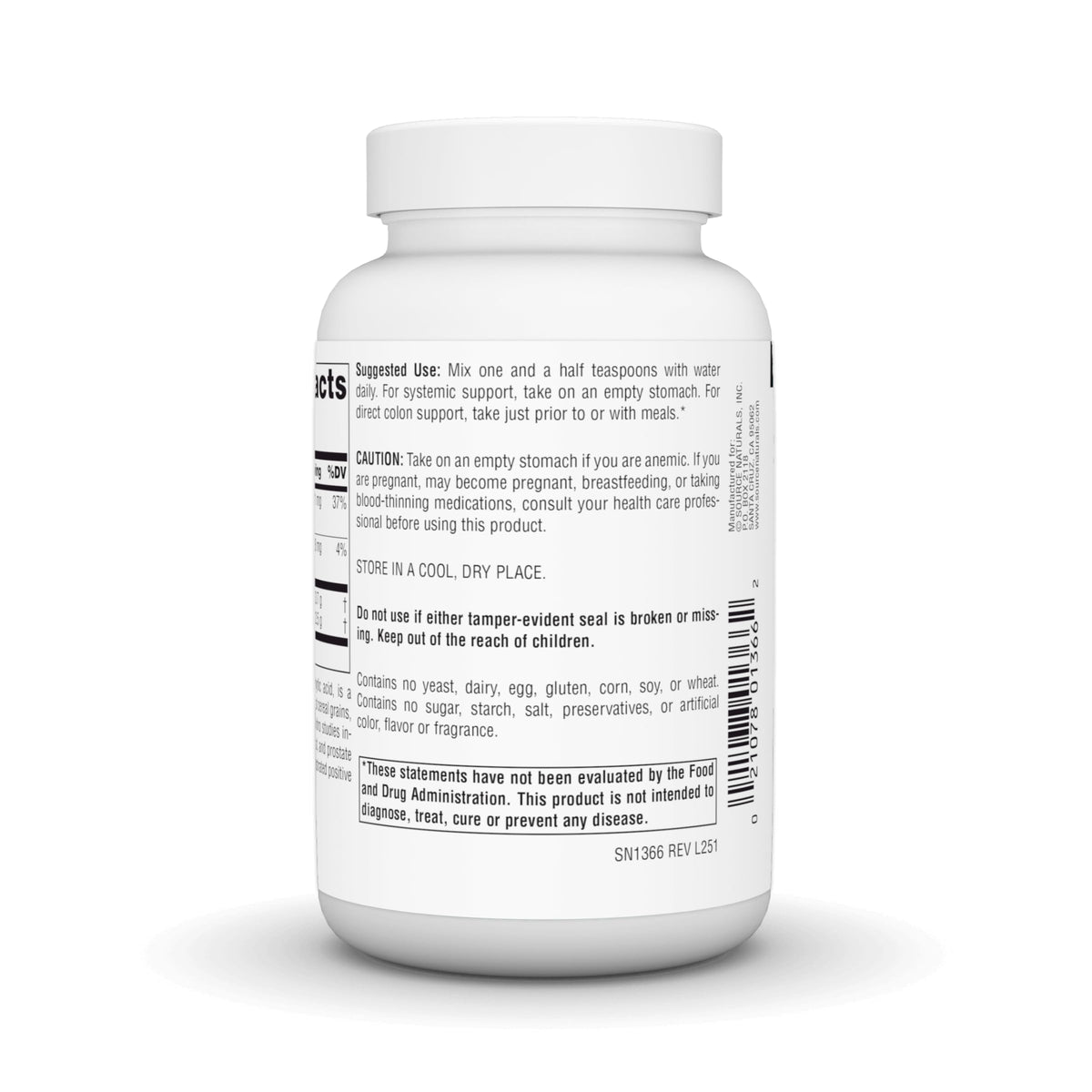 Source Naturals IP-6 Poudre sur une table en bois