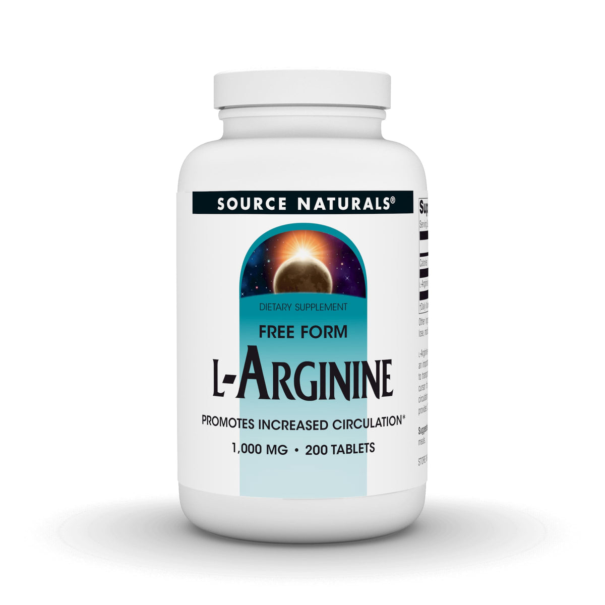 Source Naturals L-Arginine 1000 mg 200 comprimés vue avant