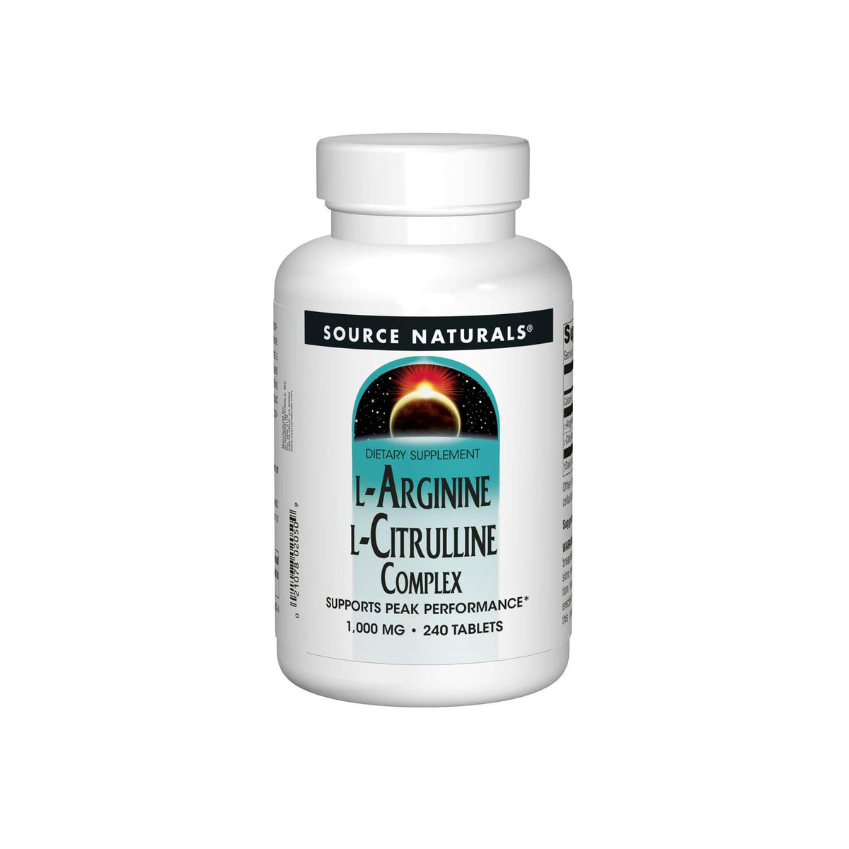 Source Naturals L-Arginine L-Citrulline Complex 1000 mg 240 comprimés - vue de face