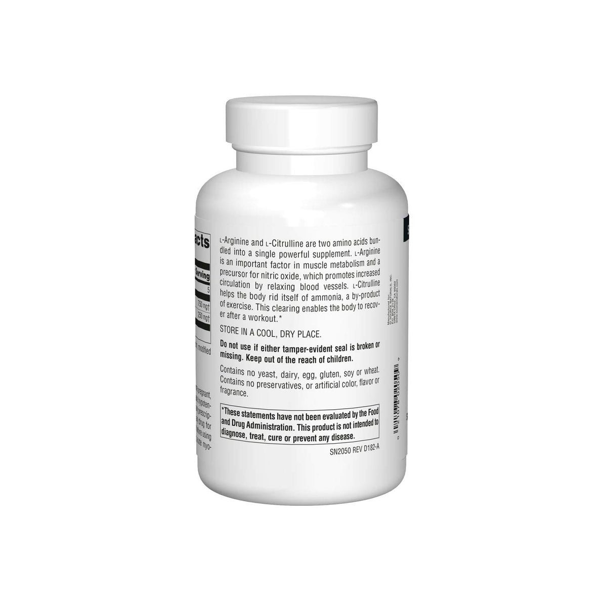 Source Naturals L-Arginine L-Citrulline Complex 1000 mg 240 comprimés - emballage