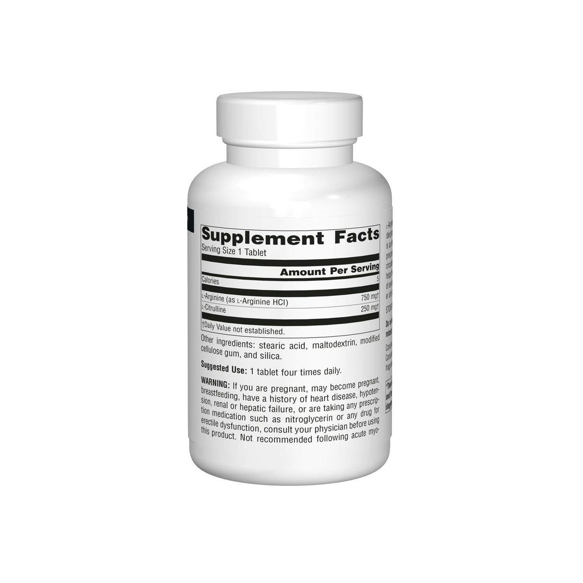 Source Naturals L-Arginine L-Citrulline Complex 1000 mg 240 comprimés - comprimés à l'extérieur
