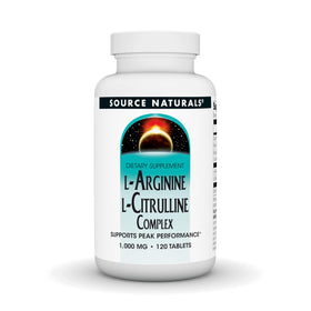 Source Naturals L-Arginine L-Citrulline Complex 120 comprimés vue de face