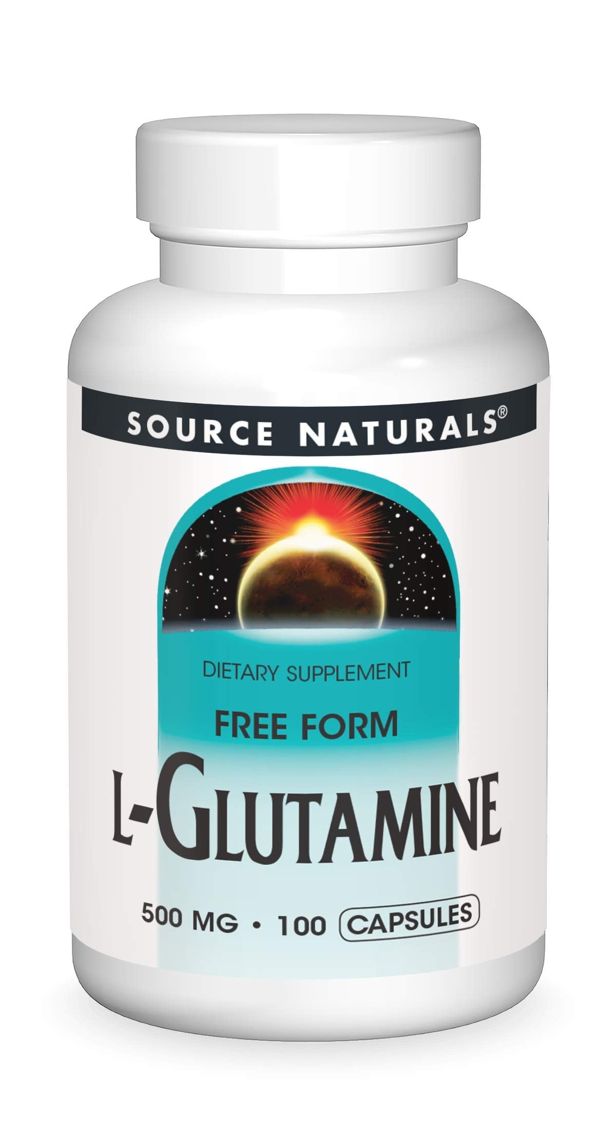 Source Naturals L-Glutamine 500 mg 100 capsules front view