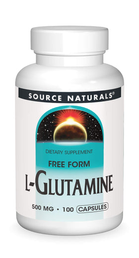 Source Naturals L-Glutamine 500 mg 100 capsules front view