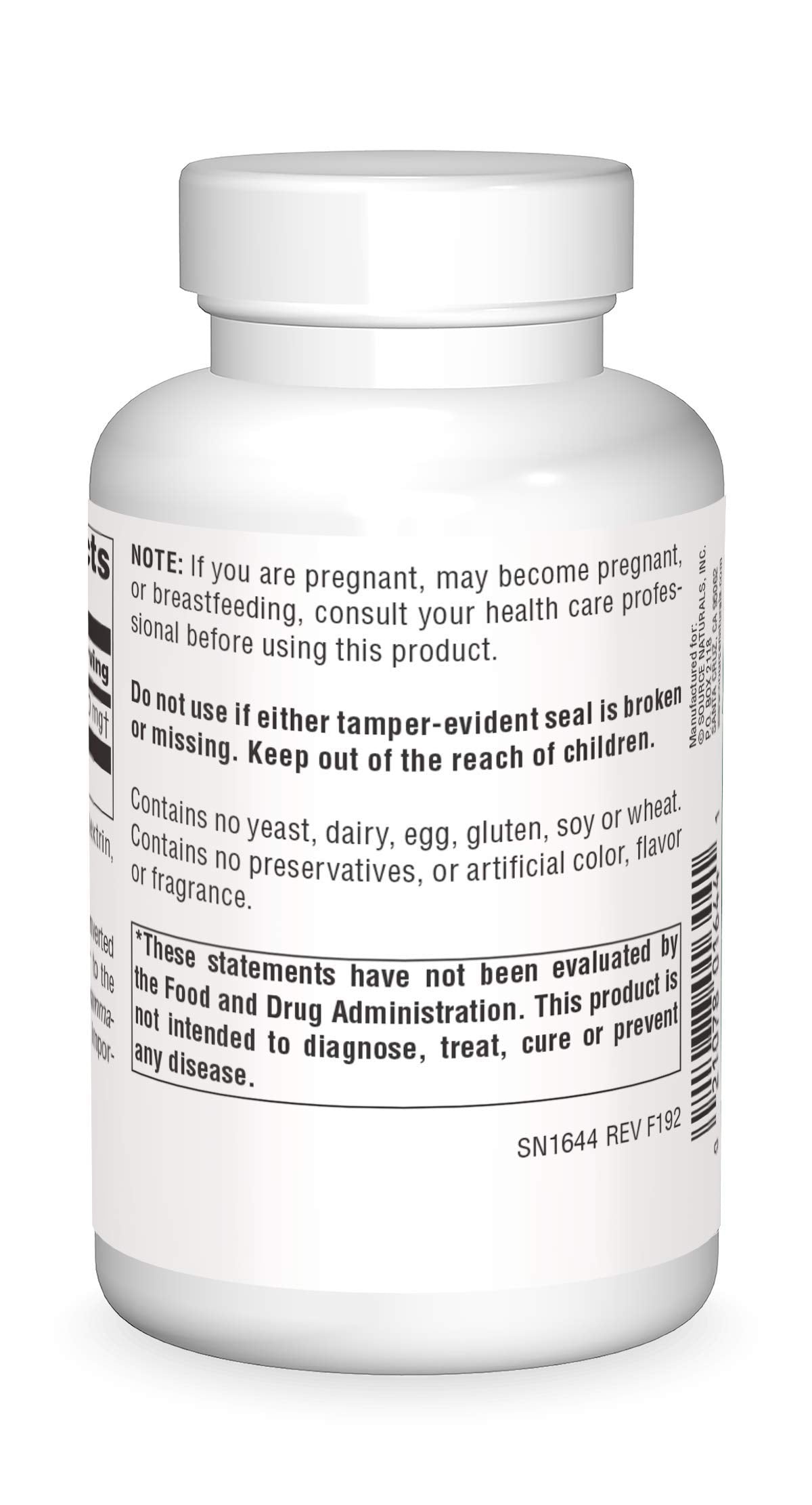 Source Naturals L-Glutamine capsules side view
