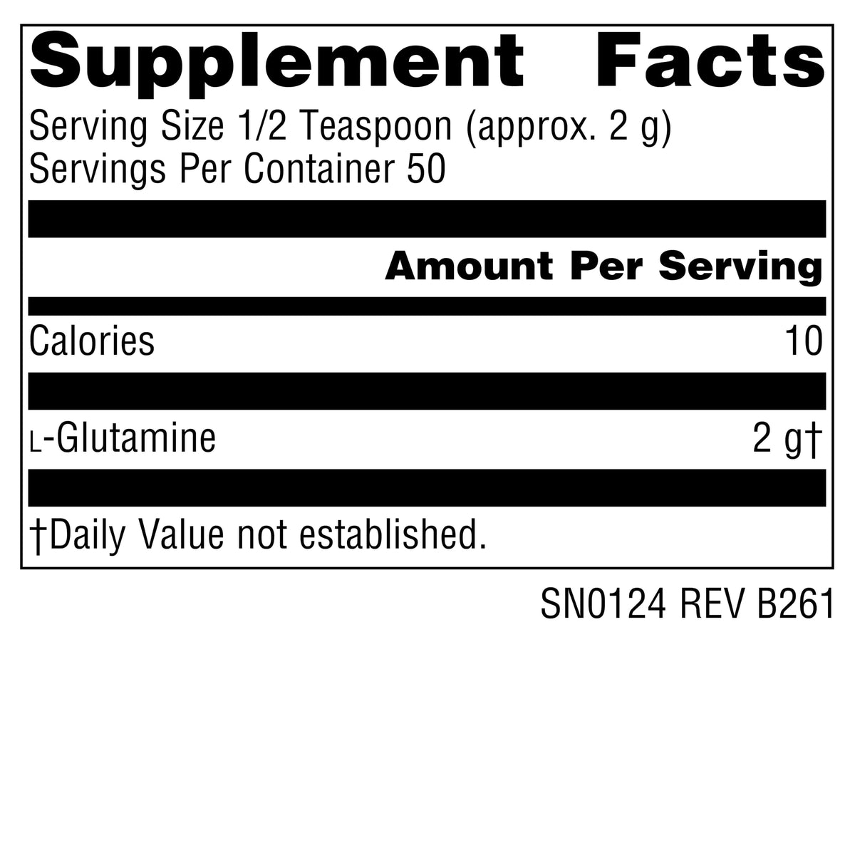 Source Naturals L-Glutamine Poudre 100g contenant ouvert avec poudre