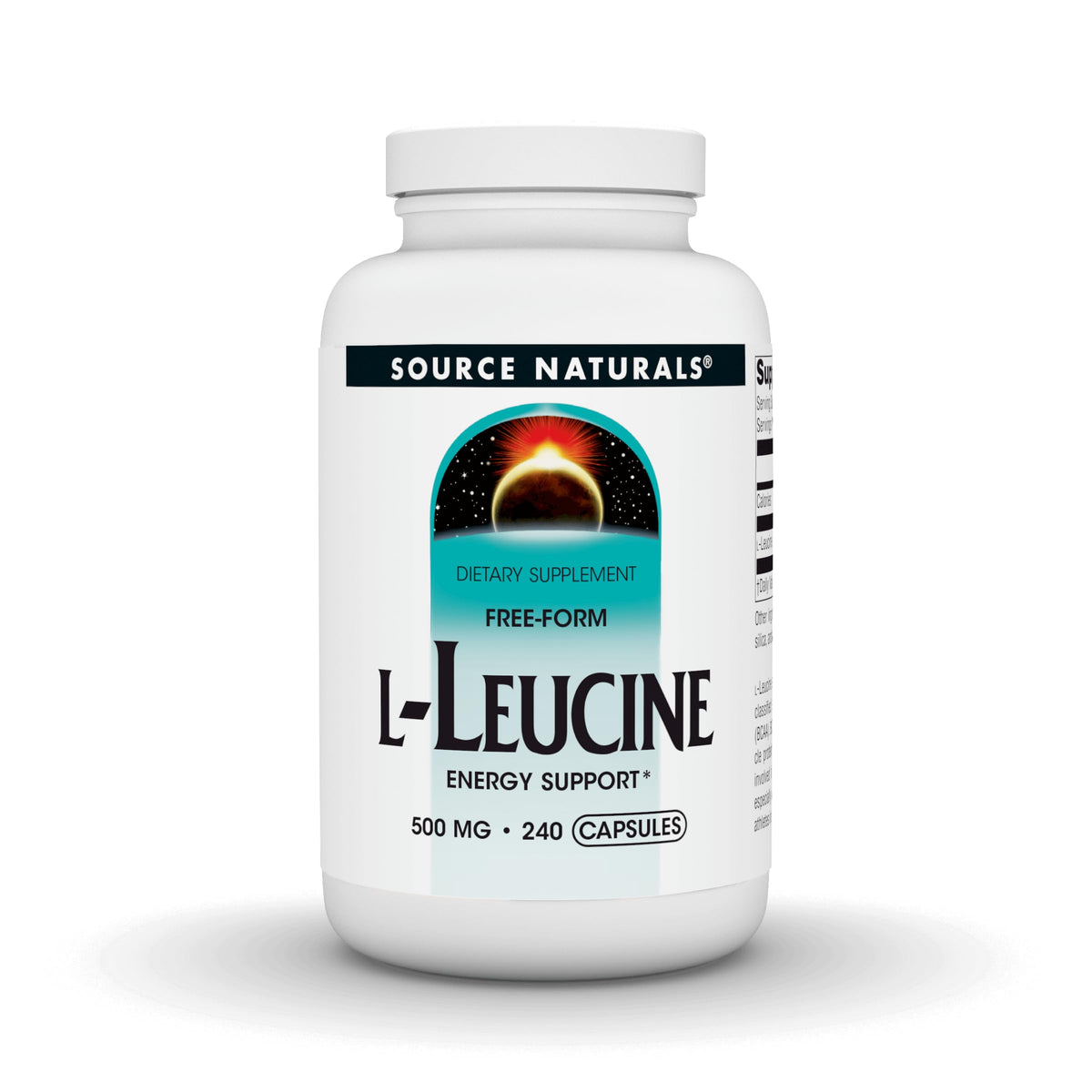 Source Naturals L-Leucine 500 mg 240 Capsules vue de face