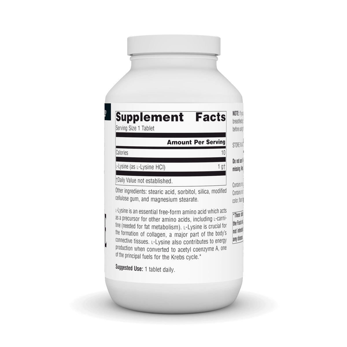 Source Naturals L-Lysine 1000 mg 200 comprimés arrière