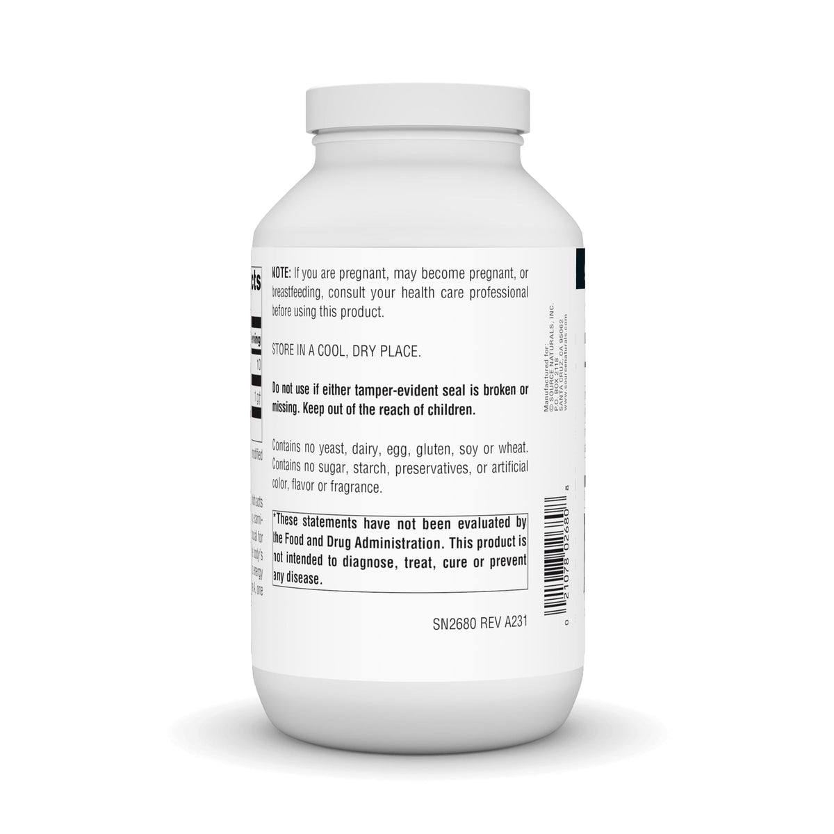Source Naturals L-Lysine 1000 mg 200 comprimés côté