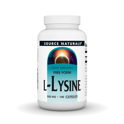 Source Naturals L-Lysine 500 mg capsules front view