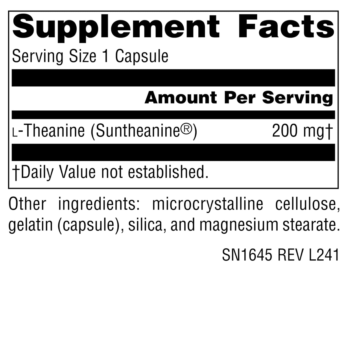 Source Naturals L-Theanine 200 mg capsules close-up