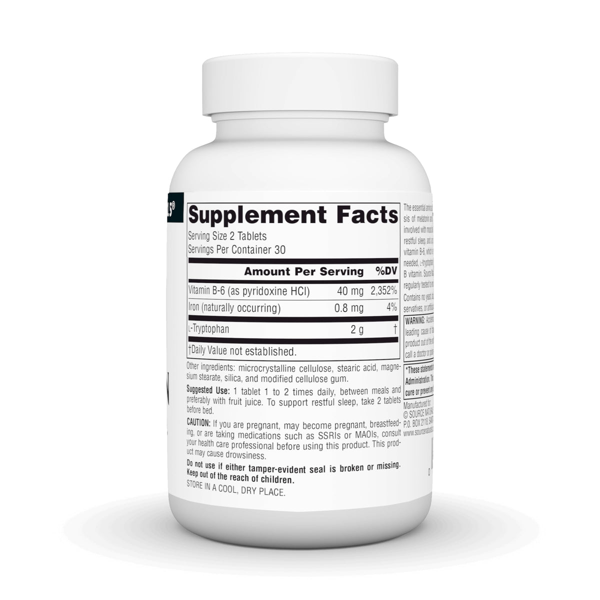 Source Naturals L-Tryptophan 1000 mg 60 comprimés emballage