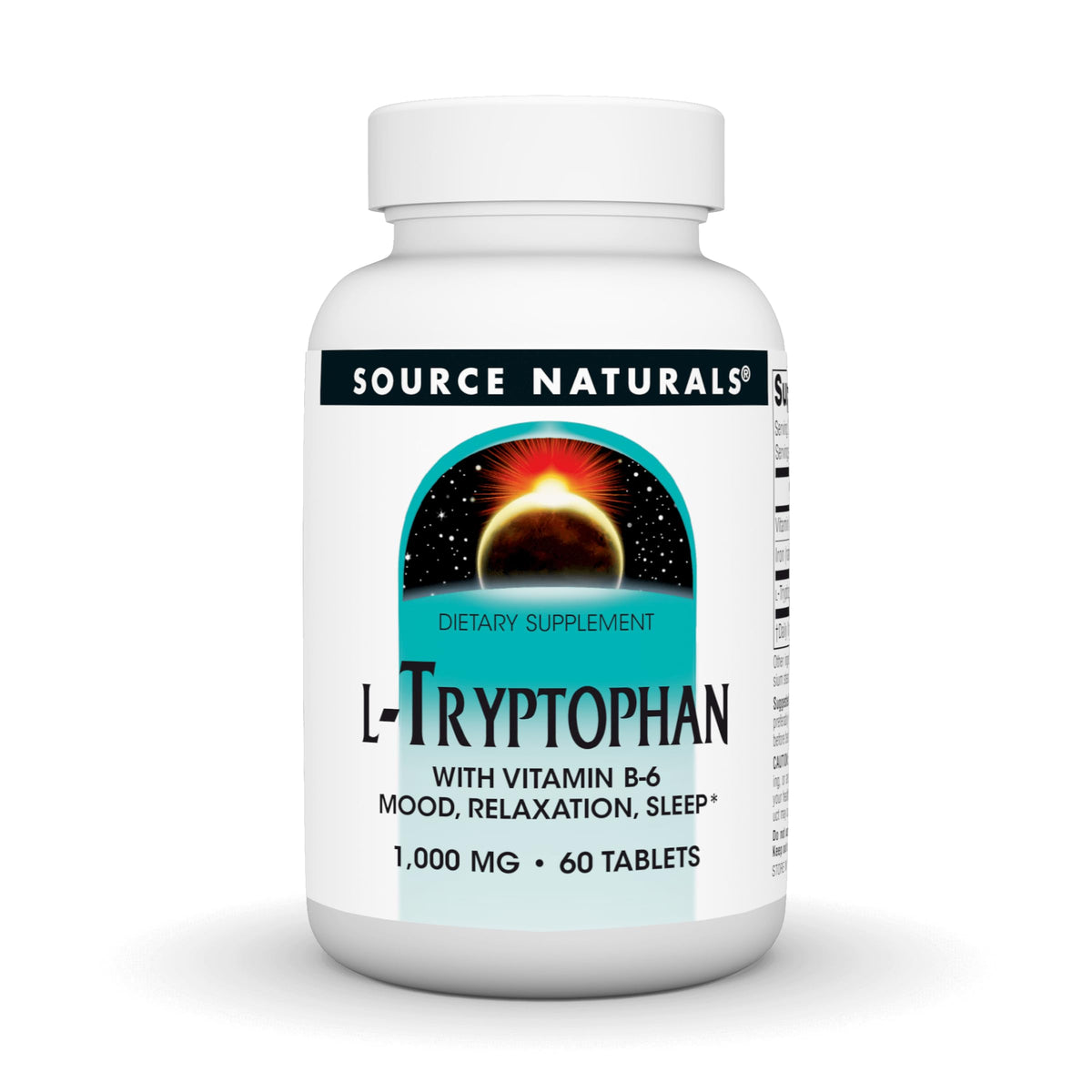 Source Naturals L-Tryptophan 1000 mg 60 comprimés vue de face