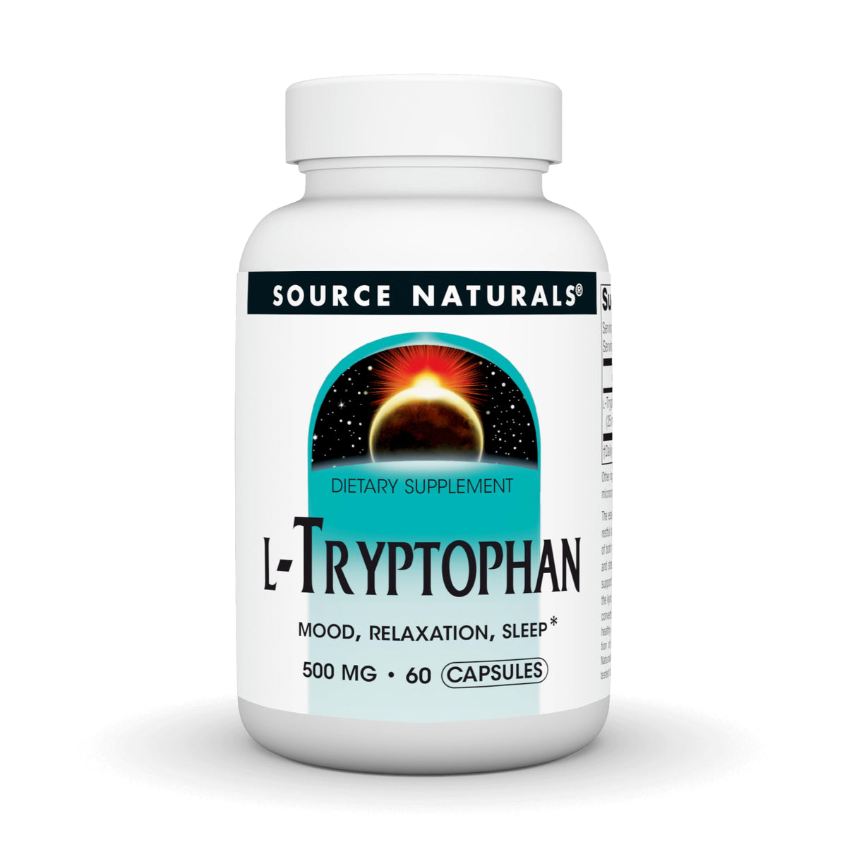 Source Naturals L-Tryptophan 500 mg 60 capsules vue de face