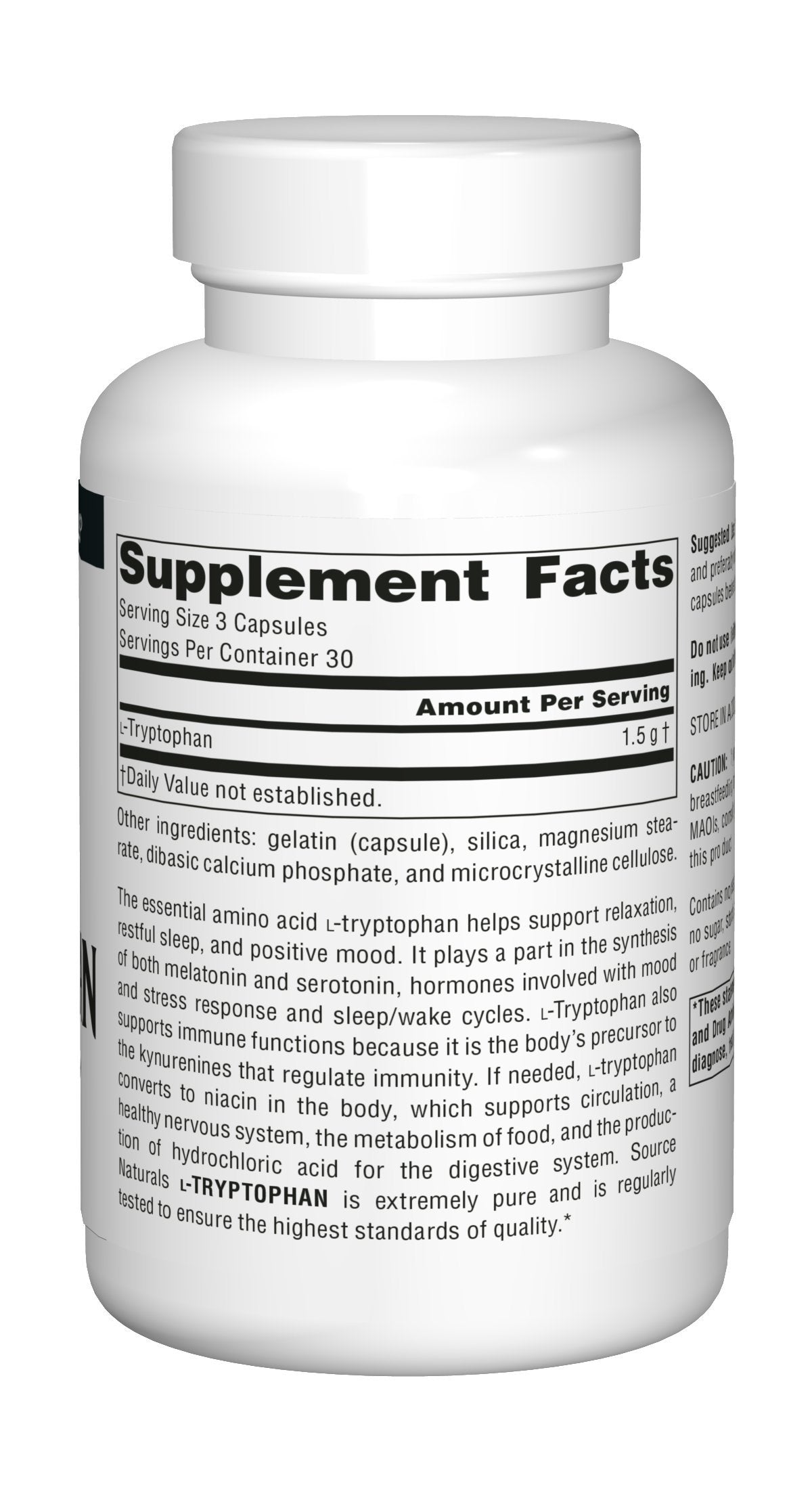 Source Naturals L-Tryptophan 500 mg capsules ouvertes