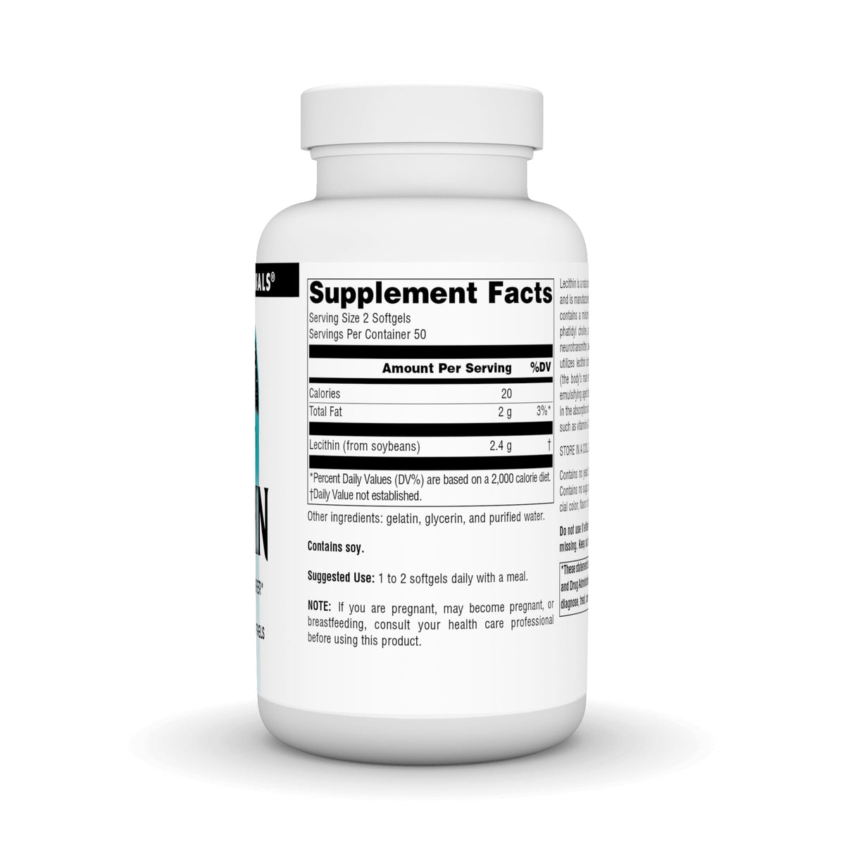 Source Naturals Lecithin 1200 mg 100 gélules souples emballage
