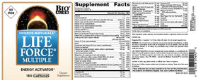 Source Naturals Life Force Multiple 180 Capsules, capsules ouvertes