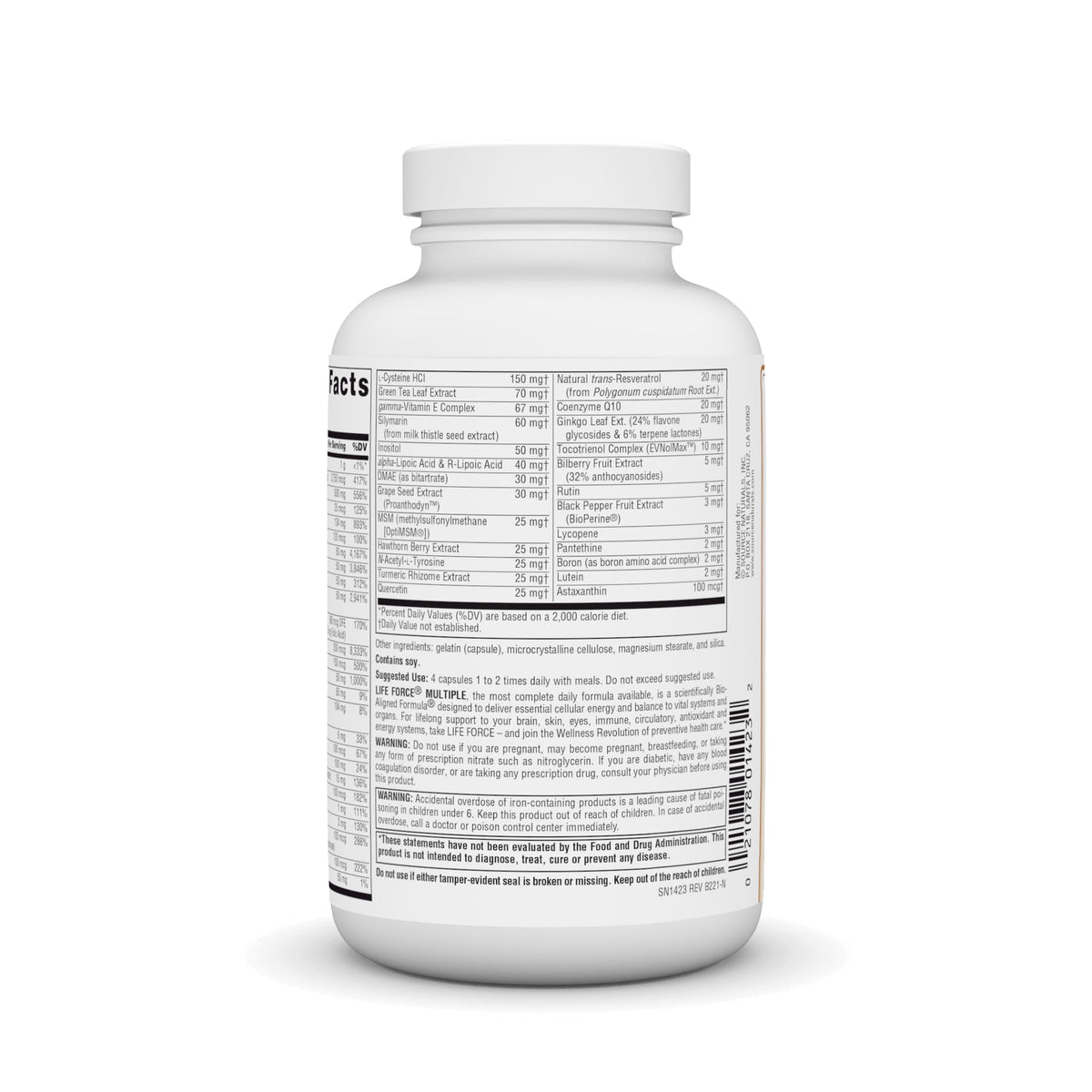 Source Naturals Life Force Multiple 180 capsules - détails des ingrédients
