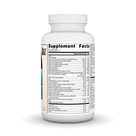 Source Naturals Life Force Multiple 90 comprimés, vue de dos avec informations nutritionnelles