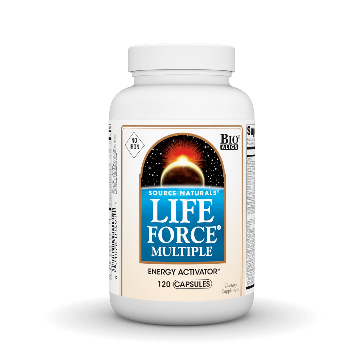 Source Naturals Life Force Multiple Multivitamine Sans Fer - 120 Capsules, vue de face
